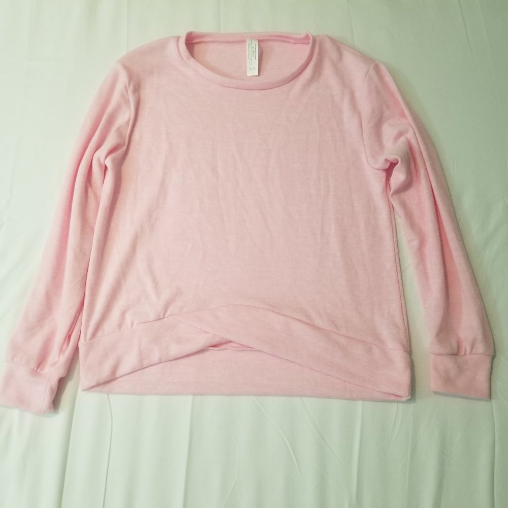 Juniors Long Sleeve Pink  SweatShirt - Picture 3 of 4